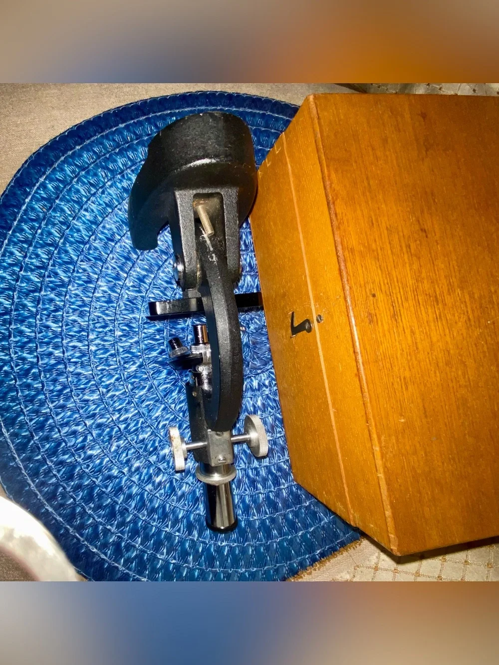 Vintage LEFCO Student Microscope with Original Wooden Case